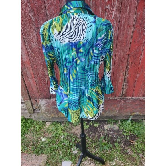 Mini Pleats Top Womens Size Large Pleated Satin Blouse - Picture 4 of 4